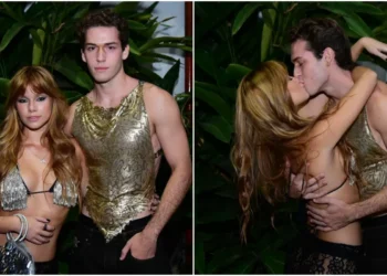 Filho de Giovanna Antonelli e Murilo Benício posa com namorada na praia