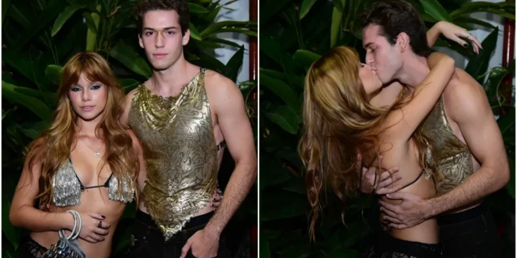 Filho de Giovanna Antonelli e Murilo Benício posa com namorada na praia