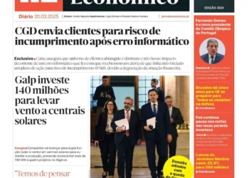 A primeira página do Jornal Económico de 20 de março