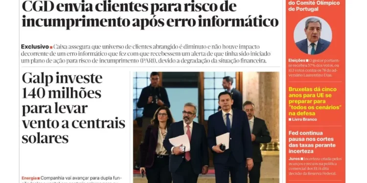 A primeira página do Jornal Económico de 20 de março