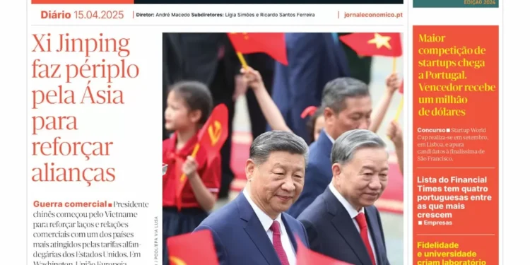 A primeira página do Jornal Económico de 15 de abril
