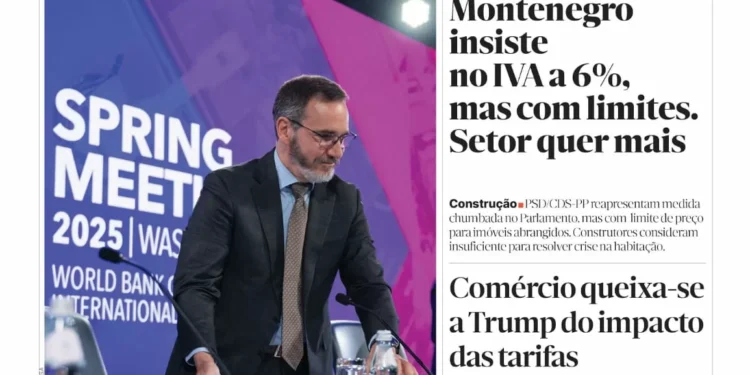 A primeira página do Jornal Económico de 23 de abril