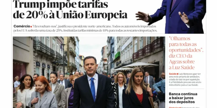 A primeira página do Jornal Económico de 3 de abril