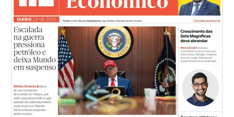 A primeira página do Jornal Económico de 23 de junho