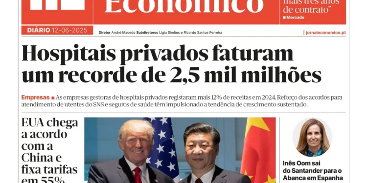 A primeira página do Jornal Económico de 12 de junho