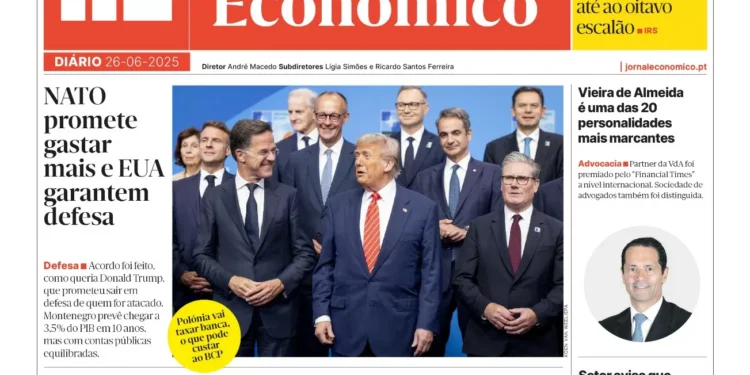 A primeira página do Jornal Económico de 26 de junho