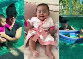 Filha de Graciele Lacerda e Zezé Di Camargo faz 1ª aula de natação; veja