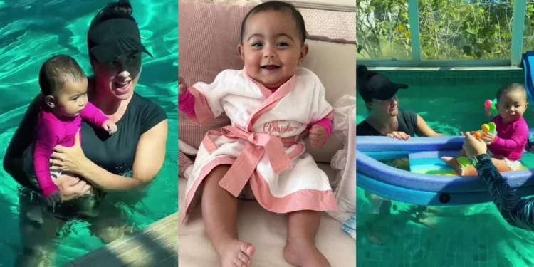 Filha de Graciele Lacerda e Zezé Di Camargo faz 1ª aula de natação; veja