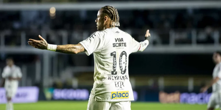 Neymar comemora gol que não existiu em Santos x Inter; veja