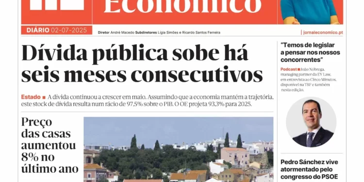 A primeira página do Jornal Económico de 2 de julho