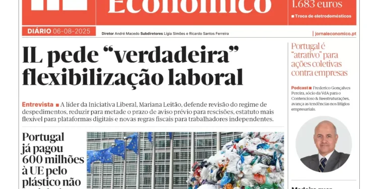 A primeira página do Jornal Económico de 6 de agosto