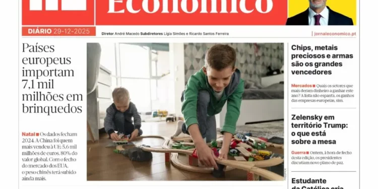 A primeira página do Jornal Económico de 29 de dezembro