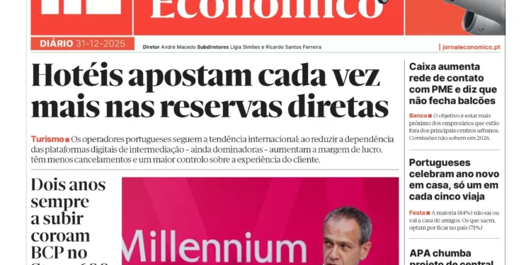 A primeira página do Jornal Económico de 31 de dezembro