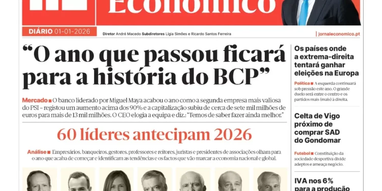 A primeira página do Jornal Económico de 2 de janeiro