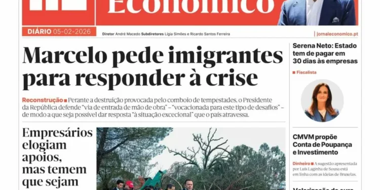 A primeira página do Jornal Económico de 5 de fevereiro