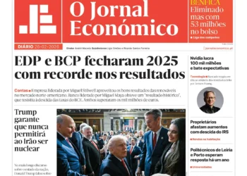 A primeira página do Jornal Económico de 26 de fevereiro